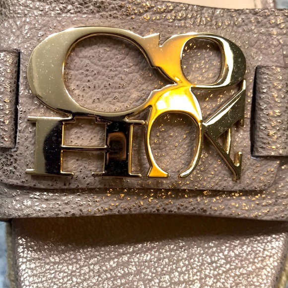 COACH Carlana SIGNATURE Gold Espadrilles Platform Wedge Heels - Picture 3 of 11